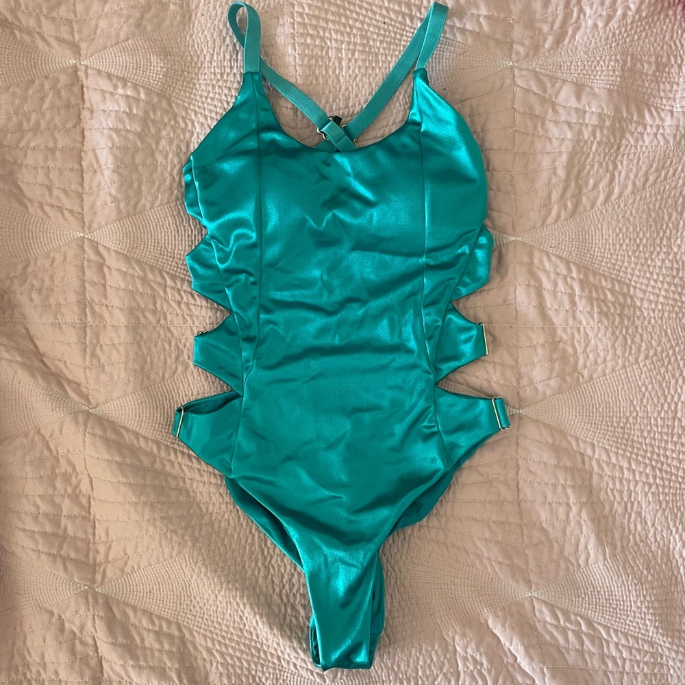 CXIX turquoise Aphrodite body suit for aerial or pole dance